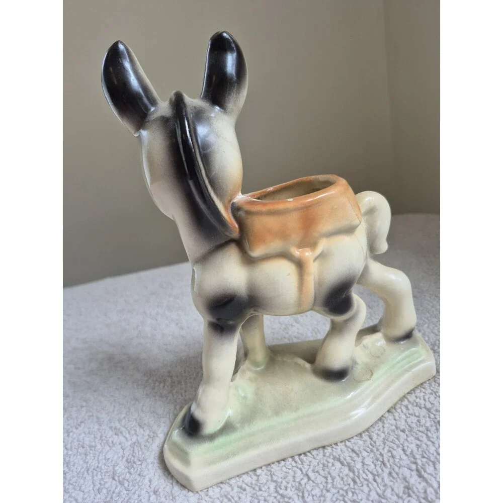 Vintage Ceramic Donkey Burro Planter Figurine MCM Kitsch Pottery Japan Style